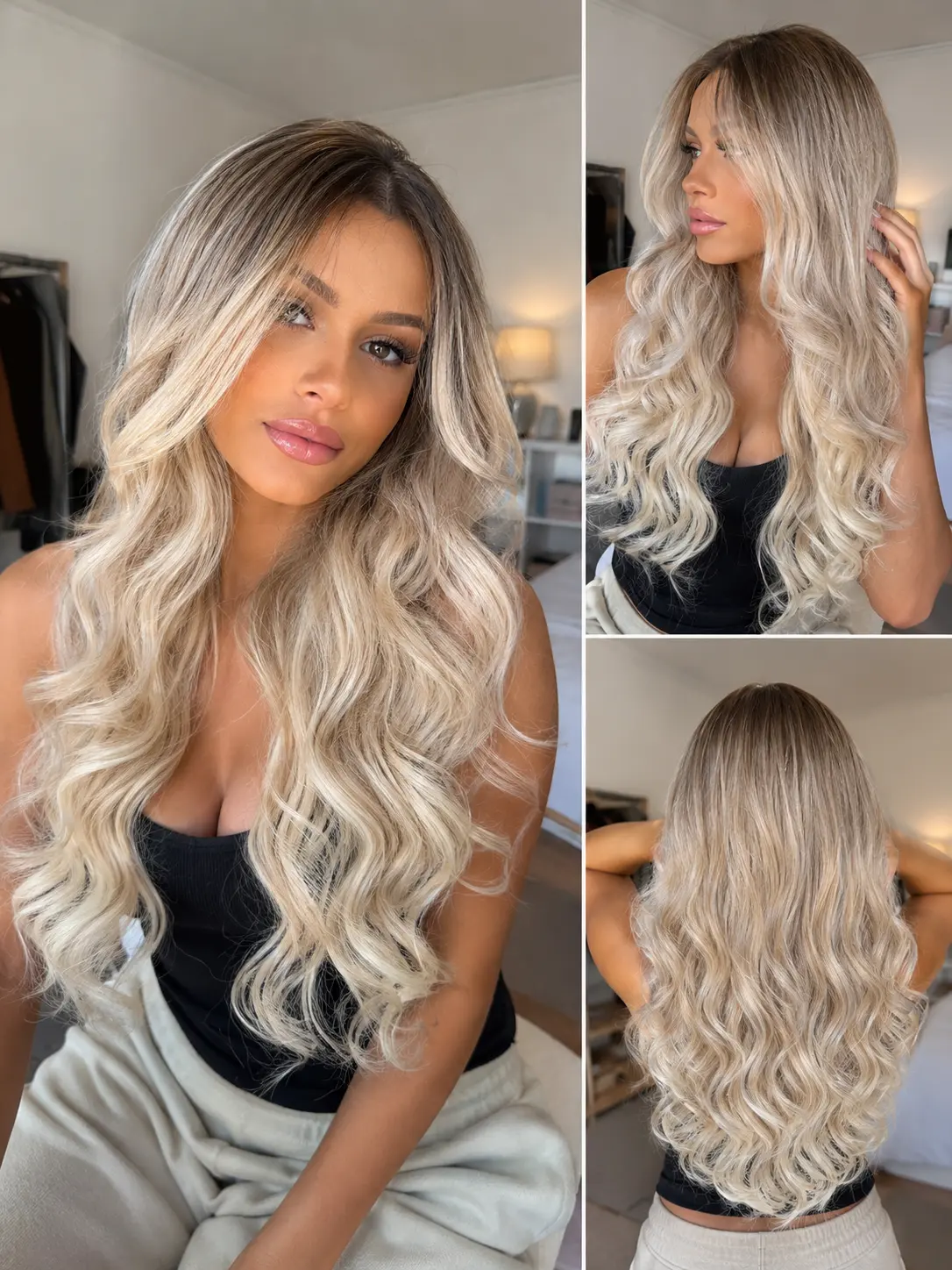 Women's 26-Inch 13x6 Body Wave HD Transparent Lace Front Wig - Pre-Plucked, Pre-Layered, Soft Synthetic Long Glueless Wigs Wavy Blonde Wigs Hd Lace Wig