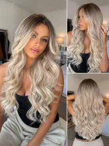 26 inch 13x6 Body Wave Lace Front Wig Pre Plucked Pre Layered Natural Hairline Glueless Soft Tangle Free Easy Wear Mocha Water long wavy lace hairline wig Wavy Blonde Wigs Hd Lace Wig