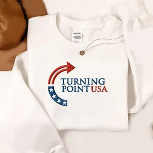 Turning Point USA Embroidered Sweatshirt, Conservative Logo Pullover, American Patriot Gift