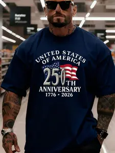 250th Anniversary Edition U.S. Funny Cool Graphic T-Shirt Casual T-Shirt Fashionable Cool Top Casual Wear Elastic Fit Statement T-Shirt Aesthetic Shirt Soft Fabric Breathable Material Fashion Apparel Short Sleeve Top Suitable for Young People