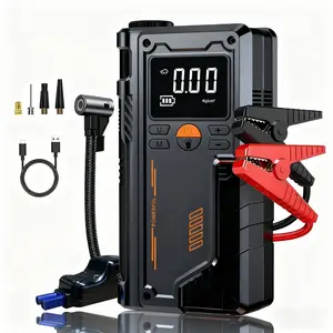 9-In-1 Car Emergency Starter, 8000mah Portable Air Compressor, 3 LED Flashlight Modes, Pre-Set Tire Pressure, Includes Adapters, Stylish Design, Car Accessories, Vehicle