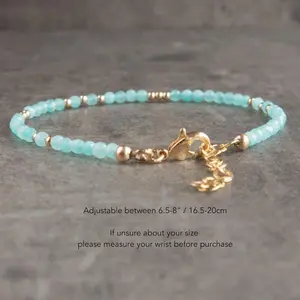 Natural Amazonite Bracelets, 2mm Faceted Gemstone Beaded Bracelet - Healing Bracelet Gifts for Family and Friends