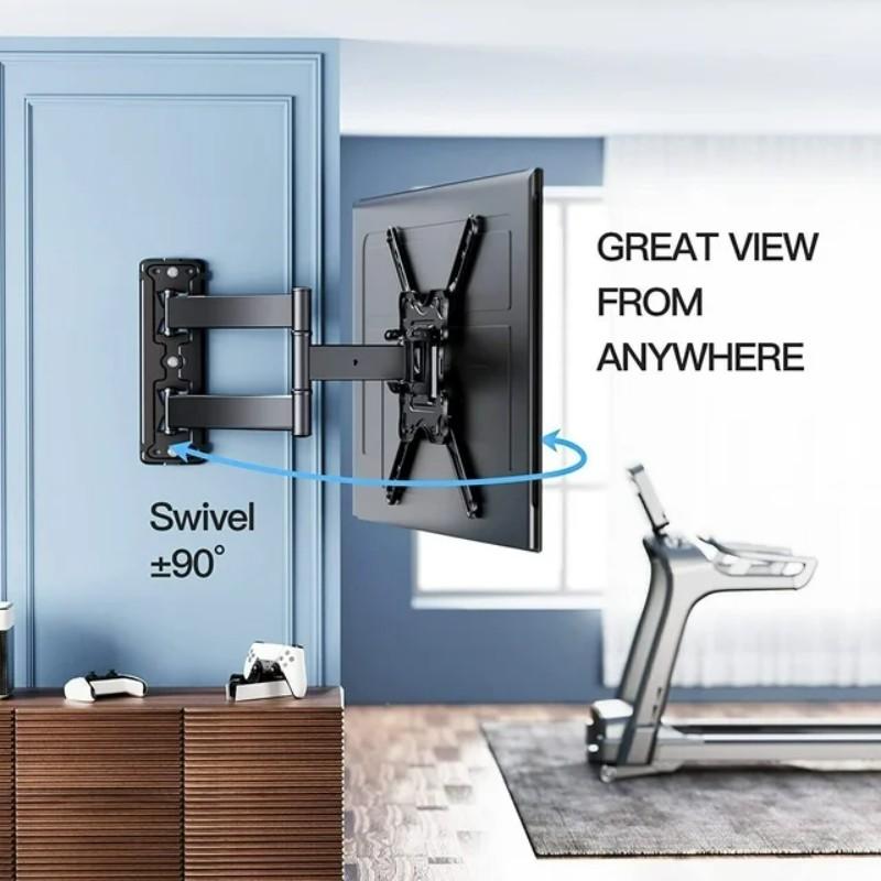 Universal Full Motion TV Wall Mount Bracket - Fits 26-55 Inch Samsung, Vizio, Sharp, TCL HDTVs - Adjustable, Swivel, Tilt, and Leveling - Black