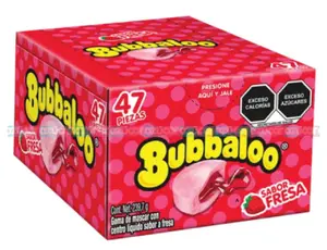 Adams Bubbaloo Fresa Strawberry Bubble Gum 32/47ct