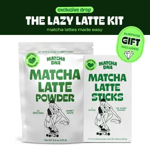Bundle 1: the lazy latte kit: Matcha latte 17.6 oz Bag, Matcha latte 7-sticks, extra surprise Gift