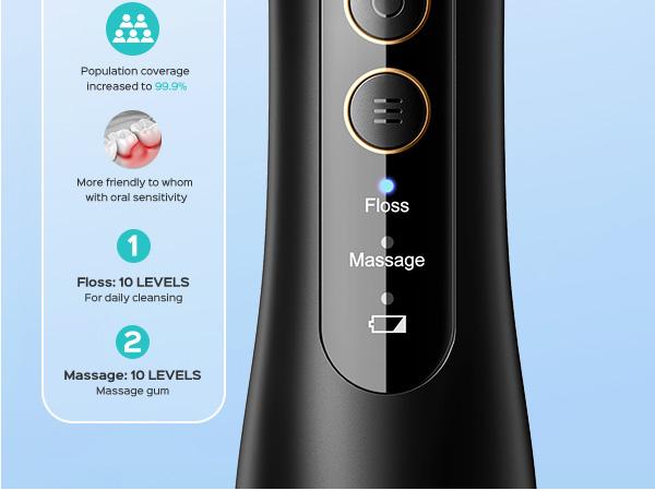 COSLUS E40 Professional Water Flosser|10 Pressure Settings, Cordless & IPX7 Waterproof | Fights Plaque, Tartar & Gum Disease | Perfect for Braces, Orthodontics, Dental Care | Home & Travel Use | #OralCare #Braces #DentalHealth Teeth Cleaning Machine Black