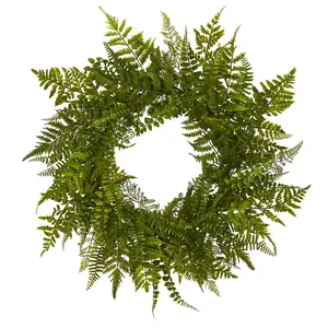24" Mixed Fern Wreath by Nearly Natural