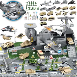 Military Airplane Toy, Army Toys Fighter Jet with 11 Vehicles Model, Army Men Trucks Airplanes Helicopter Car Kits Birthday Gift for Boys Age 4-7, Airplane Playset for Ages 5-7 3-6 Boy Girl Kids