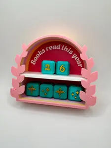 Books Read This Year Tracker Shelf with Fantasy Dice | 3D Printed Reading Goal Display | Booktok Gift | Dragon Reader Decor