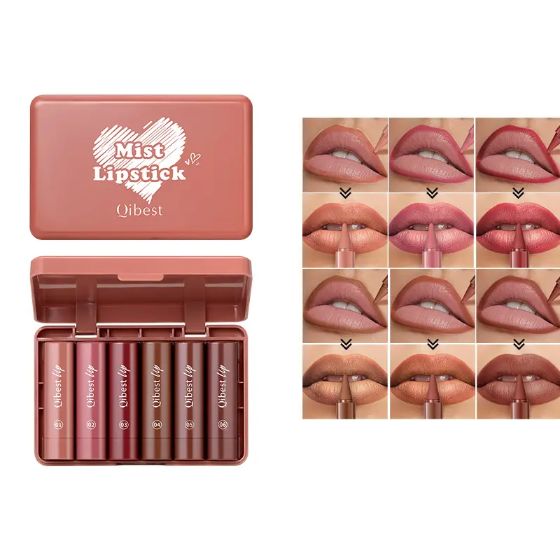 6-color Matte Rotating Lipstick Pen, Natural Waterproof and Not Easy To Decolorize, Lip Liner, Easy To Color and Long-lasting Set, Easy Coloring Lipsticks