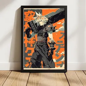Cloud Strife Final Fantasy Poster Buster Sword Anime Print Anime Poster Gaming Poster Final Fantasy 7 Poster Anime Poster
