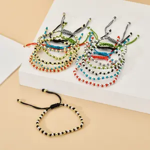 New-Black Onyx Bead Braided Bracelet for Women Adjustable, Fashionable Handmade Braided Wristband