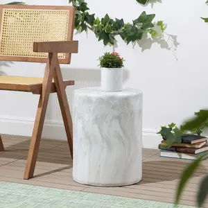 JONATHAN Y Troy 16" Modern Minimalist Faux Marble Column Indoor/Outdoor Accent Table