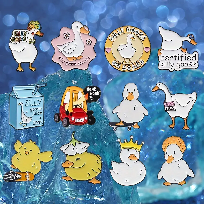 12PCS Cute Cartoon Ducks Auspicious Enamel Brooch Set - Casual Animal Enamel Pins Bundle, Decorative Clips for Hats, Backpacks, Clothing, Ideal Birthday/Christmas Beach Gift, Commemorative, Animal Fun, Anniversary, Daily, Duck Pin Party Gifts, Everyday, E
