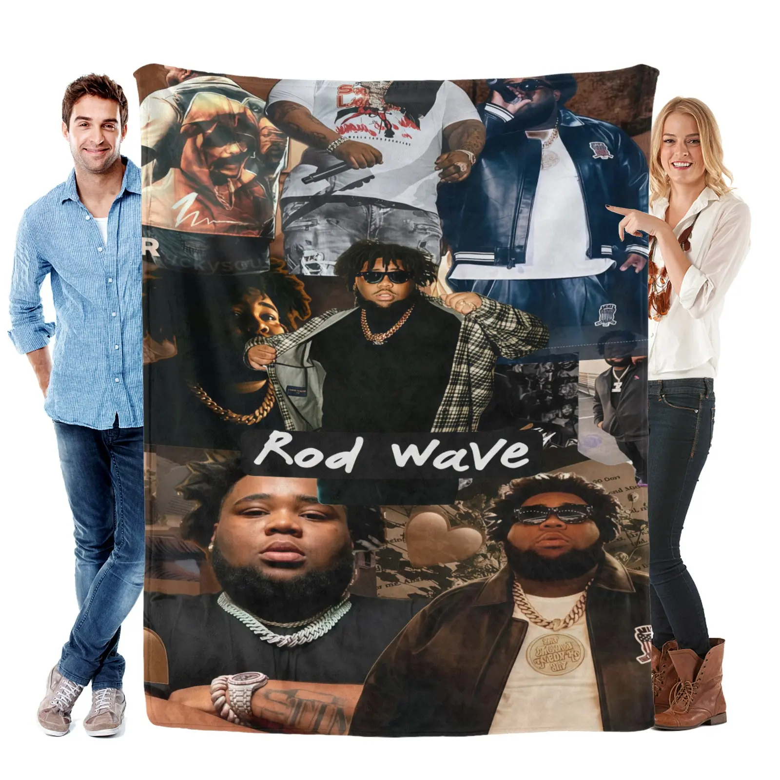 Rod Wave Blanket Throw for Fans - Soft Polyester Gift & Room Decor, All Seasons, Machine Washable for Various Occasions
