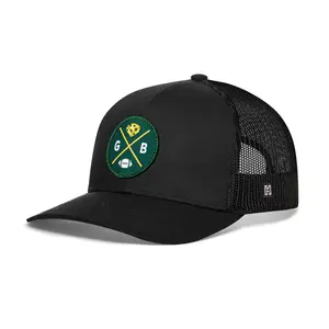 Green Bay Trucker Hat  |  Black GB Cheese X Football Snapback