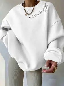 Women's Fitted Long Sleeve Graphic Letter Print Sweater, Casual Fashion Home Commute Wear, Fall & Winter Comfortable Knitwear