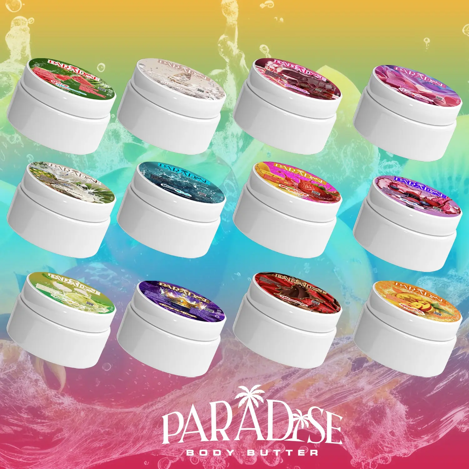 Paradise Body Butter – 12-Pack Random Mini Whipped Body Butters | Organic Shea | Travel-Size Skincare Sampler Set