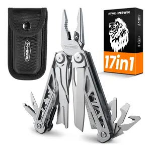 Multitool, 17-in-1 Stainless Steel Multi Tool Pliers with Self-Locking, Pocket Knife, Nylon Sheath, Professional (EDC) Multi-Tool for Survival, Camping and Hunting, Hiking, Gifts for Men