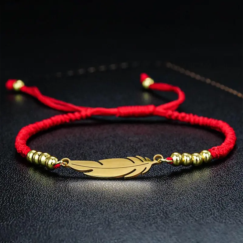 Feather Design Adjustable Bracelet, Fashionable Bracelet Style, Cross Charm Decor Bracelet for Women & Men, Trendy All-match & Exquisite Jewelry for Birthday Gift