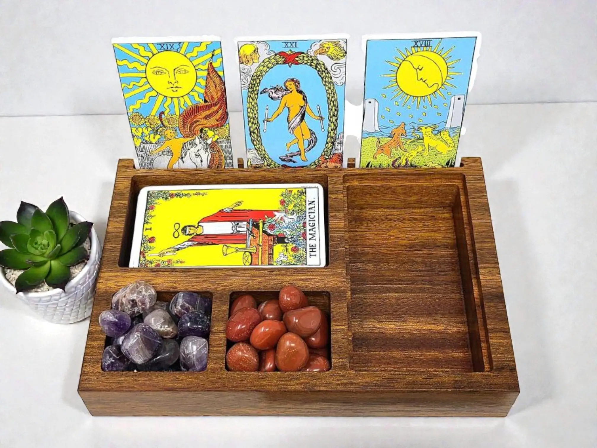 Tarot Storage Tray – Sectioned Organizer with Card Slot