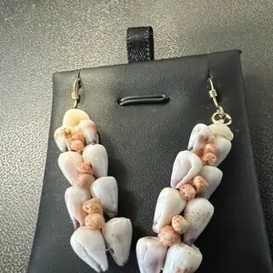 Hand Crafted Cone Shells with Kahelelani Beads Earrings for Unique Jewelry Lover