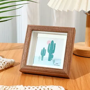Mini Cute Frame, 4x4 Inch Small Wooden Picture Frame, Desktop Decorative Frame, Wood Home Decoration, 1 Piece