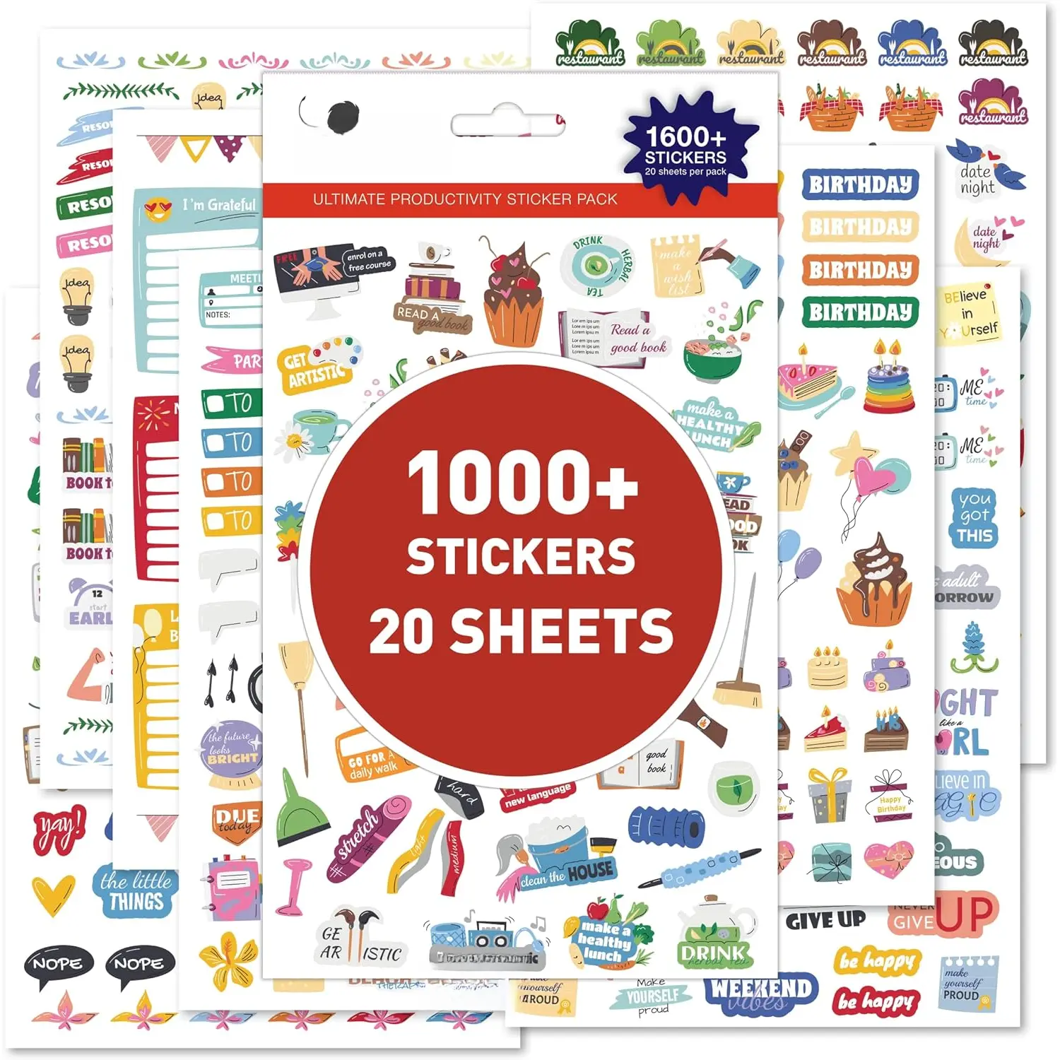 Planner Stickers - Productivity Stickers Set for Adults, , Teachers and Students|  for Work and Personal Calendar