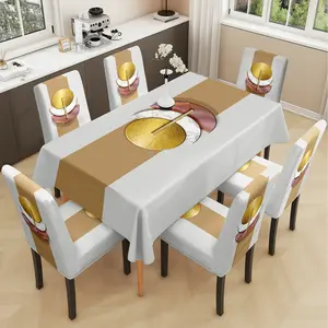 2/5/7PCS restaurant chair tablecloth cover, light luxury modern geometric pattern print, elastic polyester fiber sliding cover, sewn closed, detachable cleaning, suitable for home, office, hotel chair decoration, Dining Chair Cover