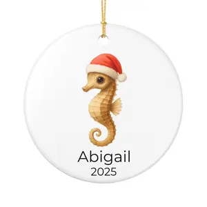 Personalized Baby Sea Horse Ornament - Watercolor Ocean Animal Christmas Gift - Baby's First Christmas Keepsake 2025