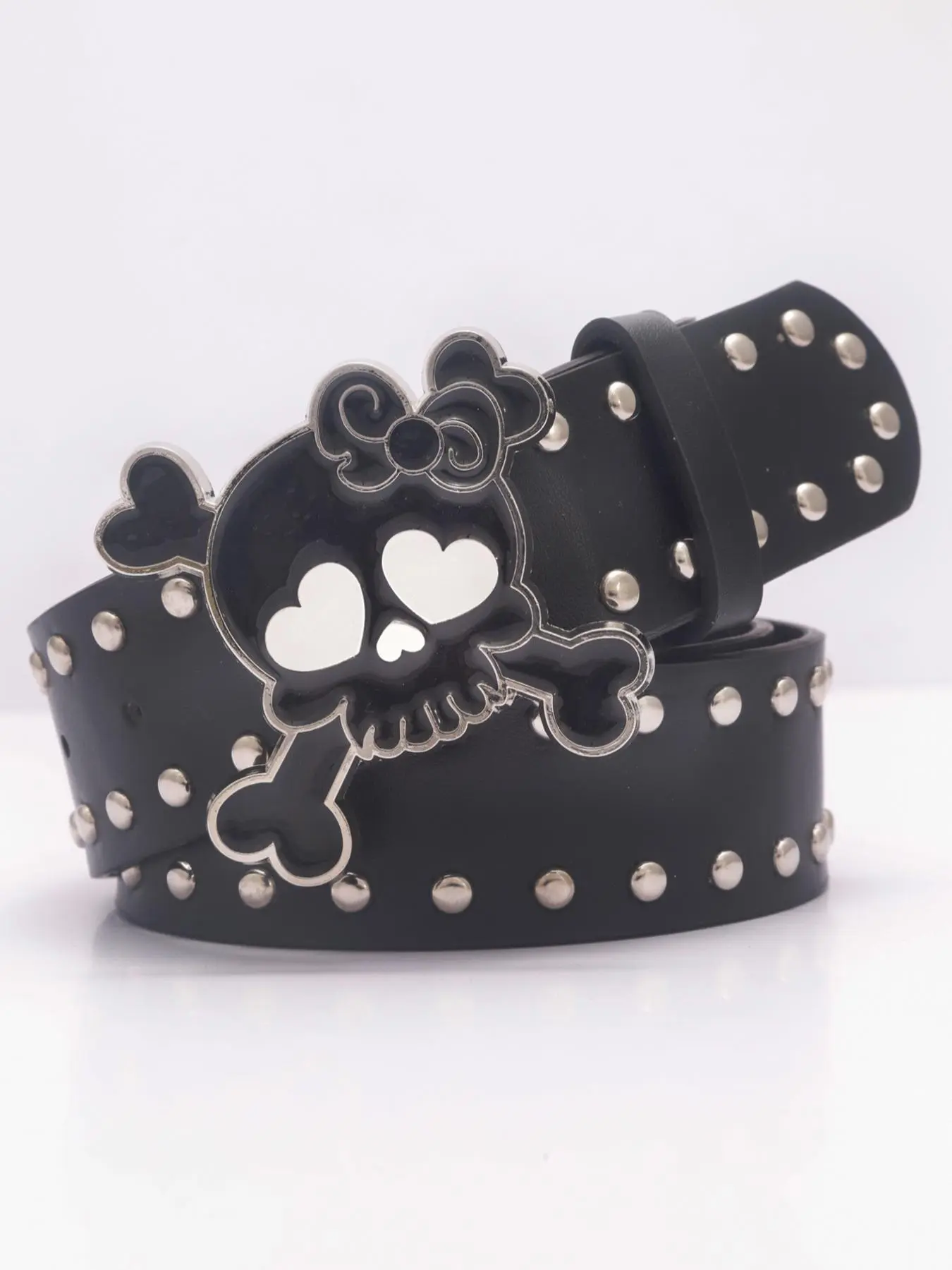 Skull Design Pu Leather Belt, Punk Style Rivet Decorated Belt with Studded Belt Buckle for Women & Men, Fashion Belt for Party, Daily Clothing Decor, Exquisite Belt for Birthday Gift, Stylish Belts, Decorative Belt