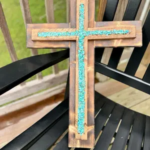 Western Turquoise Cross // Western Home Decor // Farmhouse Decor // Christian home decor // Cross wall