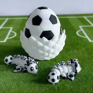 3D Printed Adorable Soccer Dragon & Dragon Egg Figurine Plastic Desktop Ornament Sculpture Home Decor Holiday Gift
