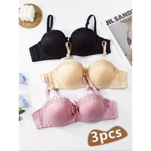 Women’s Underwire Bra Set, Floral Lace Trim, Medium Support, Breathable Comfort, All-Season Wear, Fitted Design, Multiple Colors Available