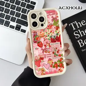 Case for iPhone 17 16 E Pro Max 15 Plus 14 13 12 11 XS XR Strawberry Shortcake Collage Anti-Scratch Shockproof Soft Silicone Protective Cover