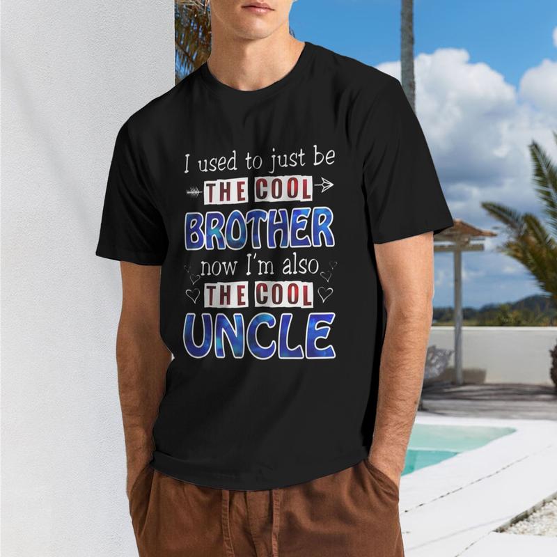 Men's Cotton Breathable Round Neck Short-Sleeve T-Shirt - Simple, Stylish Funny Cool Uncle Slogan & Heart Design Casual Comfort Fit Top for Family Events, Black Menswear Tee