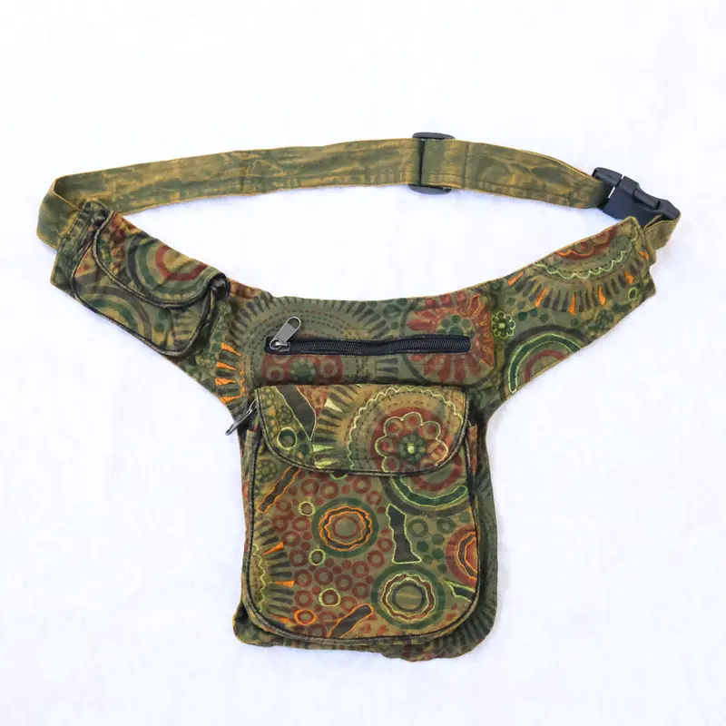 Women's Chic Soft Cotton Handmade Embroidery Fanny Pack & Belt Bag - Basic Accessories for Women, 13" Pouch Space, Multiple Pockets, All-Day Comfy Ren Faire Festival Utility Bag