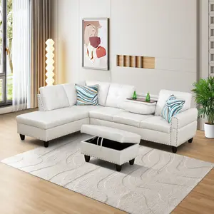 White Faux Leather 3-Piece Sofa Set, Modern Luxury Living Room Furniture, Soft Cushioned Comfort, Sturdy Durable Easy to Clean, Ideal for Home & Apartment