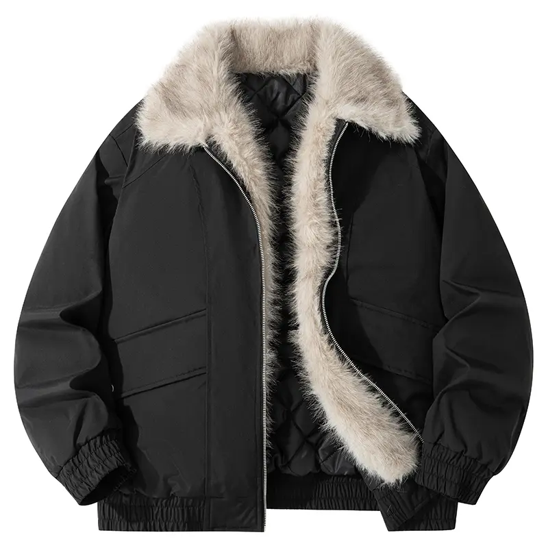 Men’s Faux Fur Cotton Jacket – Thick, Warm & Comfortable Winter Essential for Cold Weather Coat