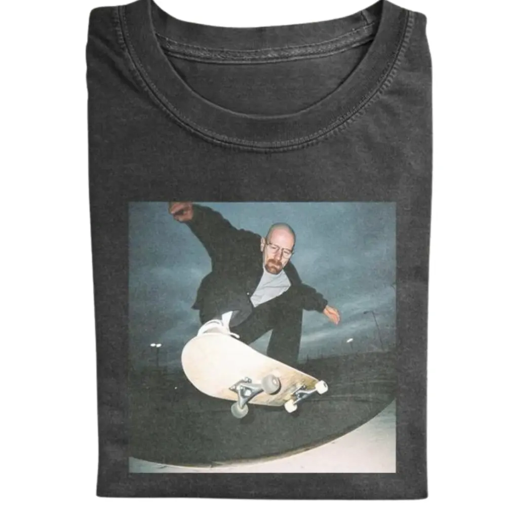 Breaking Bad Vintage Tee, Walter White Skateboarding T-Shirt, Movie Graphic Tee, Unisex Meme Cringe Funny Dumb Shirts, Menswear Womenswear Streetwear
