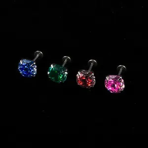 2PCS F136 Titanium Ear Studs Rose Cut 5AZirconia Bling internal thread 6mm/8mm Hypoallergenic Piercing Post-Piercing Healing Sparkling Facets Glow Medical-Grade Metal Luxe Body Jewelry Upgrade with Free Guiding Needle Earring Stack Personalized Fashion Ea