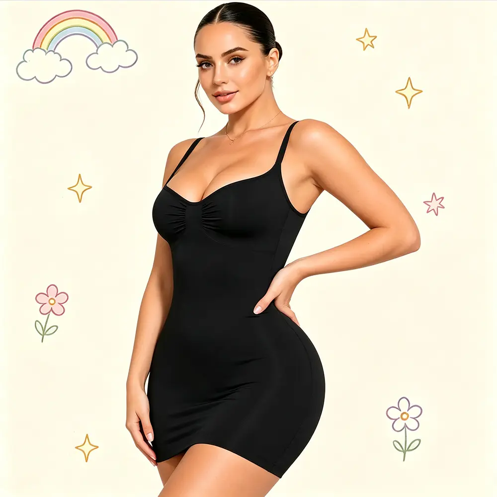 Shapewear Slip Dress for Women, Seamless V-Neck Invisible Underdress with Tummy Control Compression & Adjustable Straps, Women's Clothes
