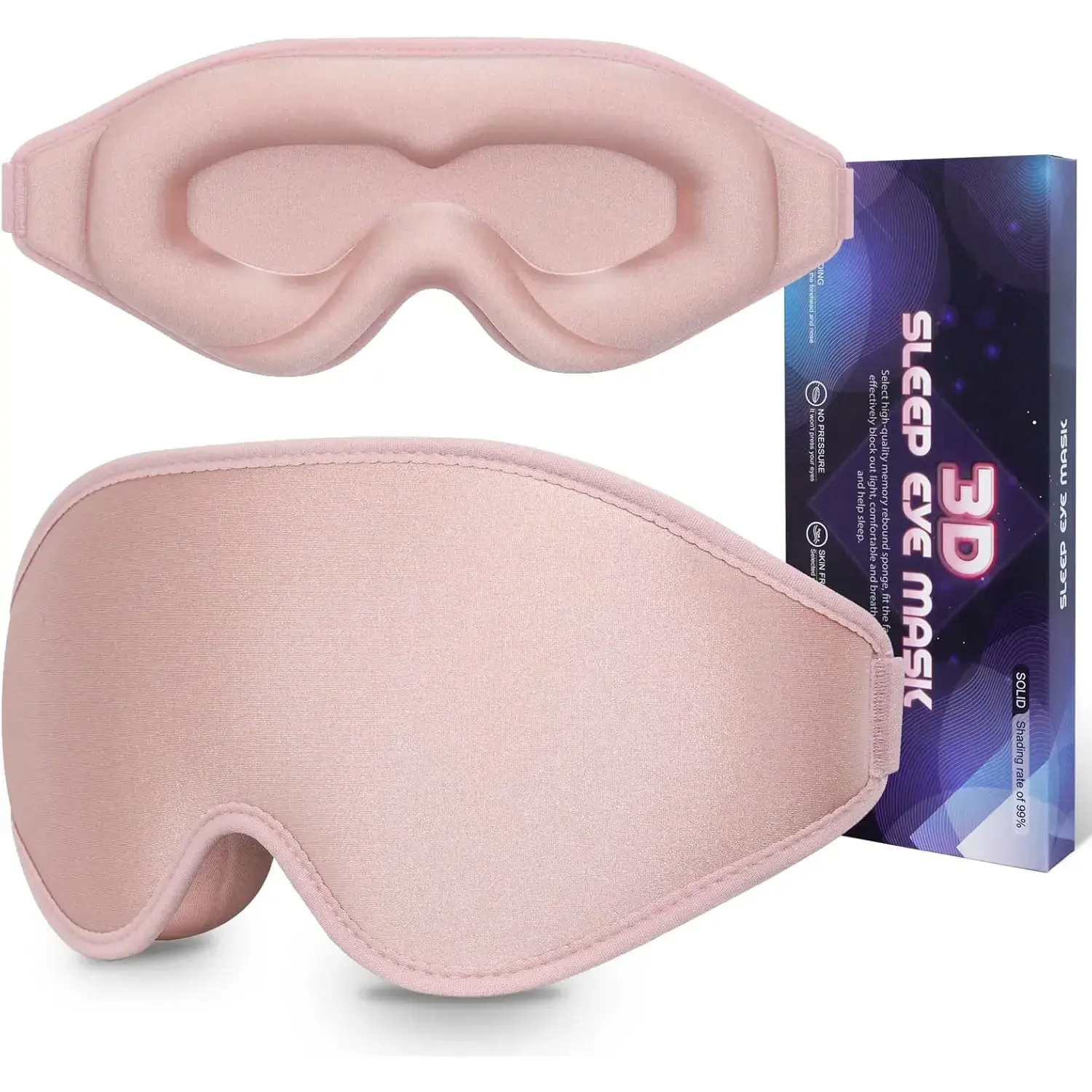 Sleep Mask 3D Eye Mask for Sleeping 100% Light Blocking Eye Covers with Adjustable Strap Night Blindfold for Women Memory Foam