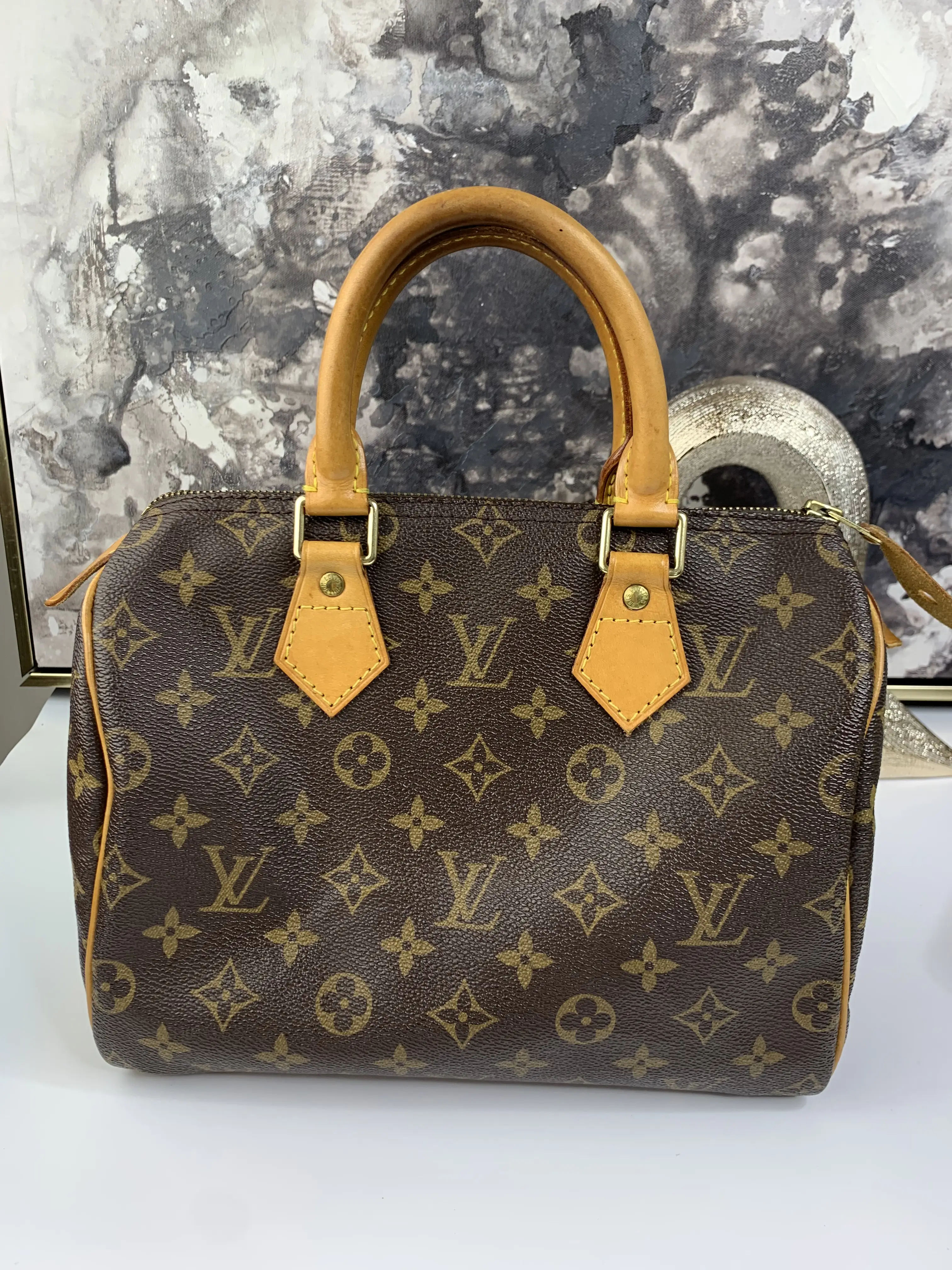 Pre-owned Louis Vuitton coated canvas abd vachetta leather Tote Bags Speedy 25 Monogram