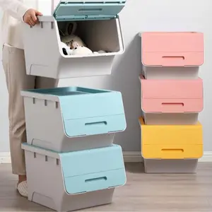 3 Pieces Kids' Safe Toy Storage Box - Odorless PE Material, Soft Colors, Rounded Burr-Free Corners, Home Organizer Storage Bin with Lid