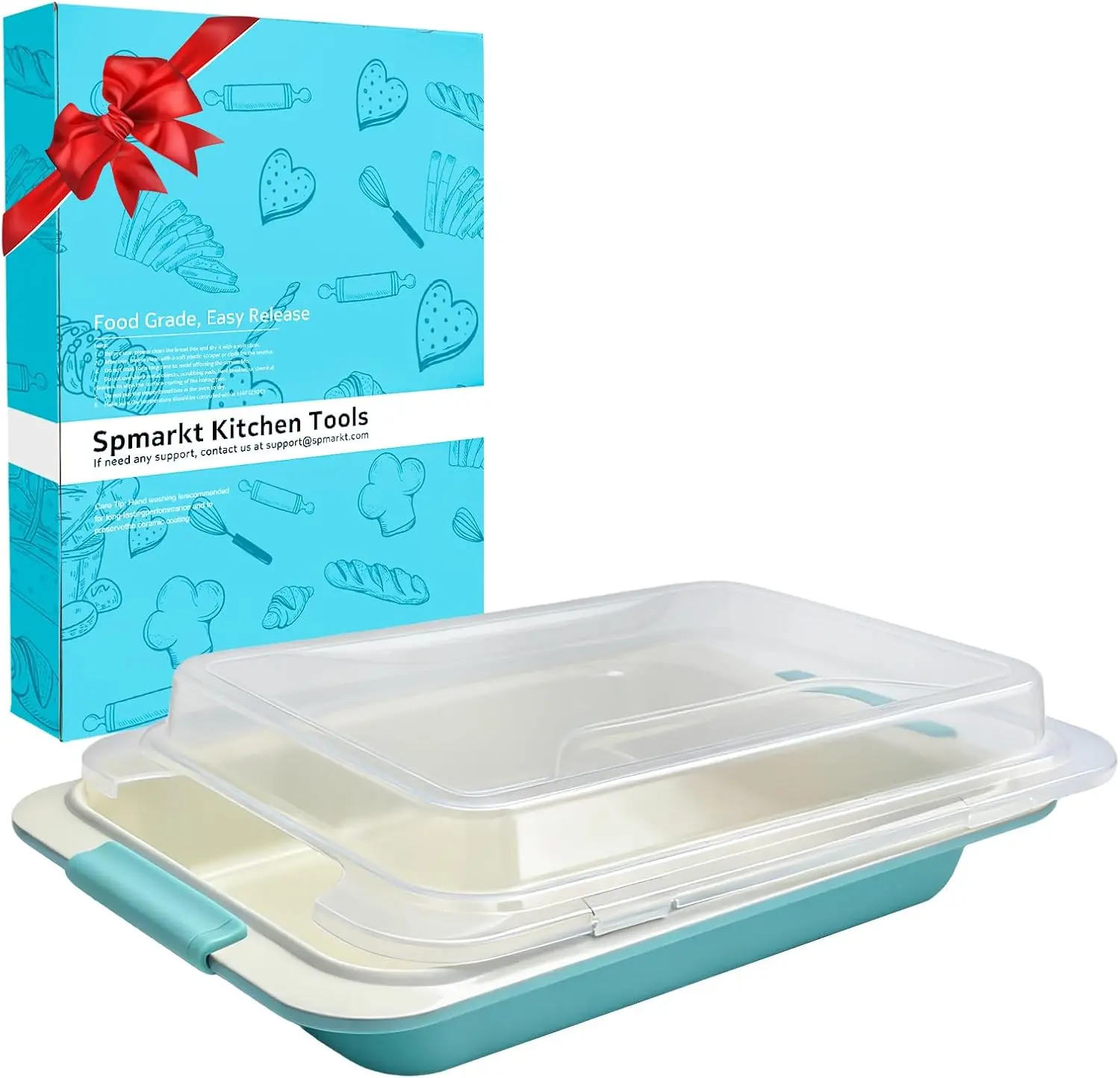 Spmarkt 9x13 in Non-Stick Carbon Steel Deep Lasagna Pan with Cover - BPA-Free, Food-Grade Kitchenware Baking Supplies, Stay-Cool Handles, Even Heat Distribution, Oven/Dishwasher-Safe, Easy Release for Cooking, Weeknight Dinners, Family Gatherings