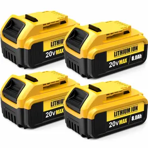 4pack 8.0Ah Lithium Battery Replacement for Dewalt 20V Battery Lithium-ion MAX DCB200 DCD/DCF/DCG/DCS Series dewalt batteries Stock up