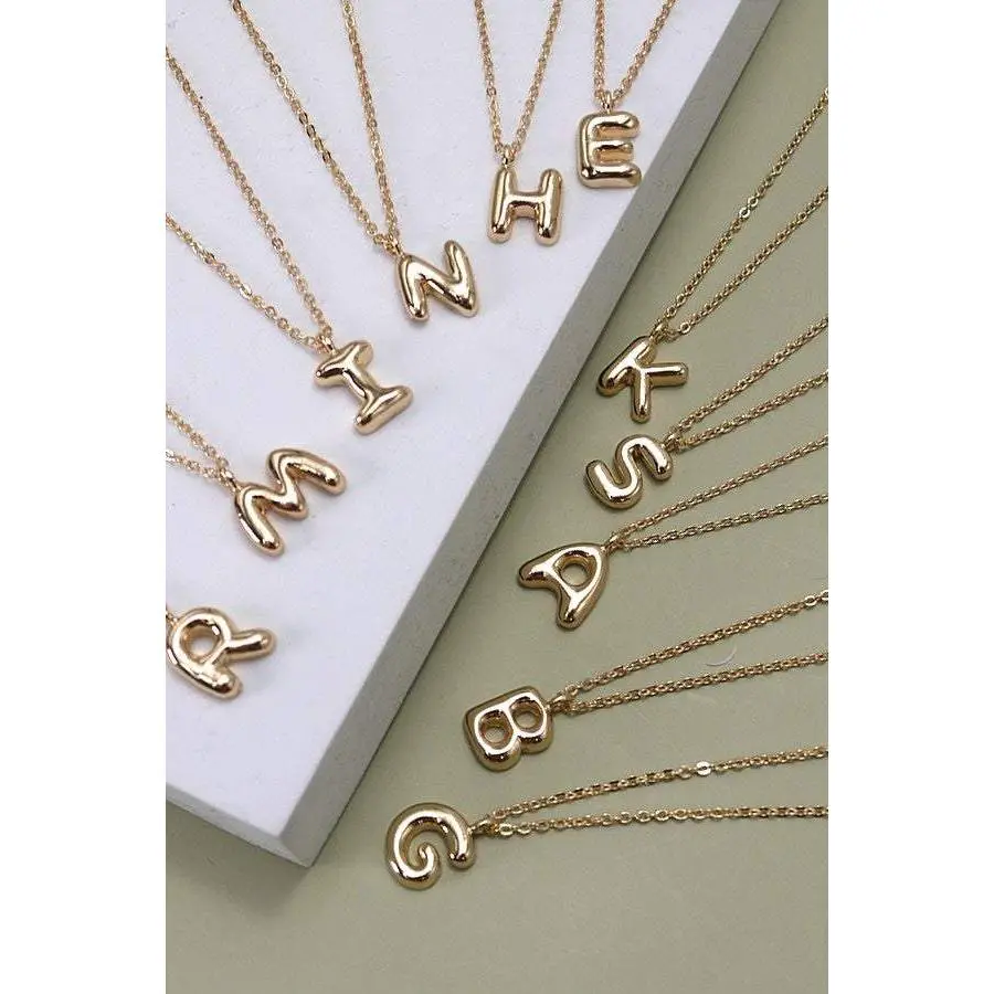 Bubble Balloon Initial Necklace with Pendant Charms and Decorative Chain