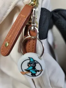 3D Printed Witch Keychain Fob – Multicolor Flying Witch Zipper Pull