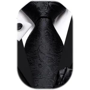 Mens 70inches Tie Set Extra Long Necktie for Men Cufflinks Handkerchief Big Tall Men Business Wedding